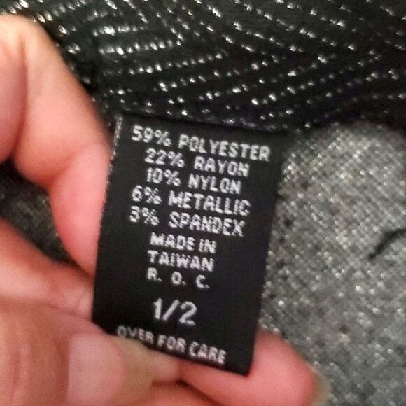 Express Black & Golden Shimmery Threads Herringbone Straight Leg Dressy Pants - Picture 8 of 8